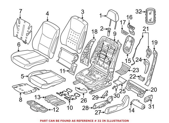 BMW Power Seat Switch = Front Passenger Side Upper 61319390522